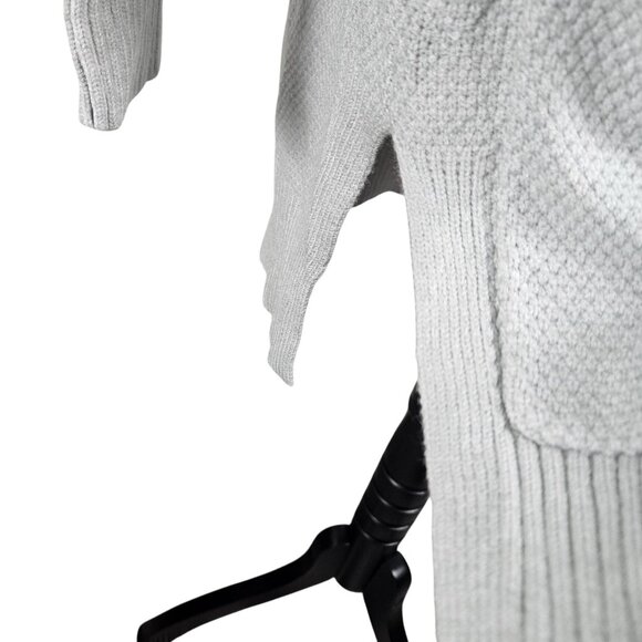 Merokeety Womens Large Long Sleeve Light Grey Knit Cardigan Sweater Pockets - Picture 9 of 14